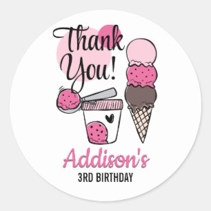 Ice Cream Scoop Geburtstagsparty Danke Sticker