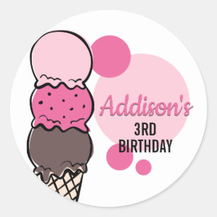 Ice Cream Scoop Geburtstagsparty-Sticker Runder Aufkleber