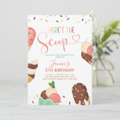 Ice Cream Scoop Girl Geburtstagseinladung Einladung (Stehend Vorderseite)
