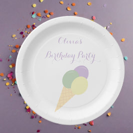 Ice Cream Scoop Pastel bunte Geburtstagsparty Pappteller
