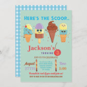 Ice Cream Scoop Shop Coole Jungen Lolly Einladung (Vorne/Hinten)