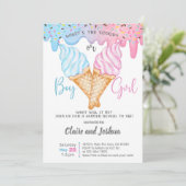 Ice Cream Scoops Gender Reveal invitation. Einladung (Stehend Vorderseite)