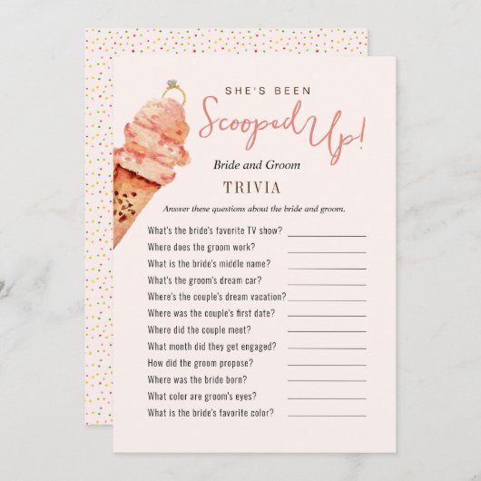 Ice Cream Scoopup Trivia Shower Games Einladung (Vorne/Hinten)