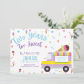 Ice Cream Second Birthday Baby Girl Boy Einladung (Stehend Vorderseite)