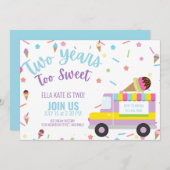 Ice Cream Second Birthday Baby Girl Boy Einladung (Vorne/Hinten)