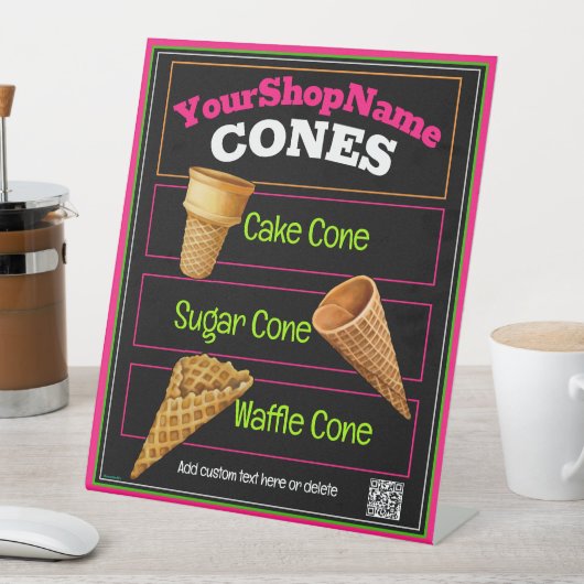 Ice Cream Shop Beschreibung Menü Sockelschild (In Situ)