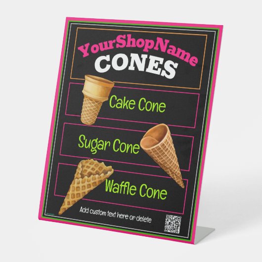 Ice Cream Shop Beschreibung Menü Sockelschild (Vorderseite)