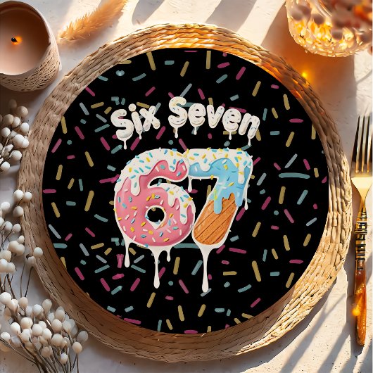 Ice Cream Six Seven 67 Birthday Paper Plate Pappteller