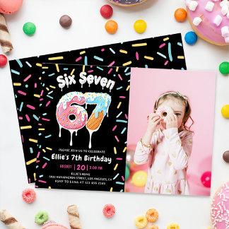 Ice Cream Six Seven 6 7 Birthday Invitation Einladung
