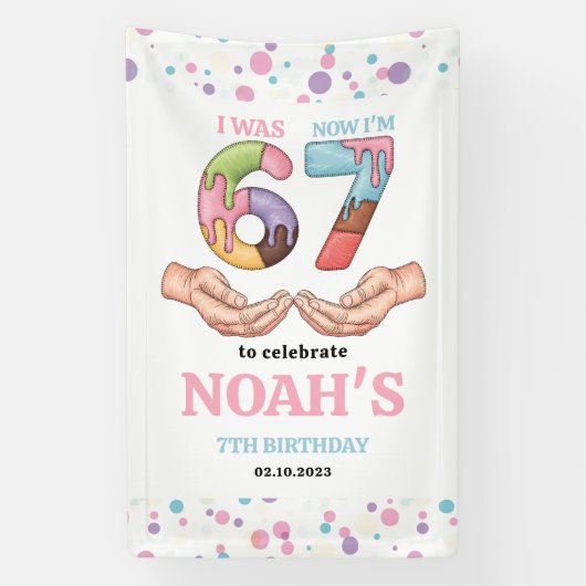 Ice Cream “Six Seven” 7th Birthday Party for Kids Banner (Vertikal)
