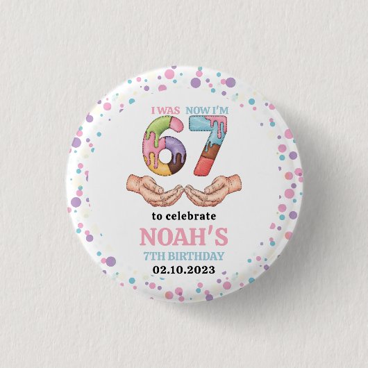 Ice Cream “Six Seven” 7th Birthday Party for Kids Button (Vorderseite)