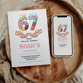 Ice Cream “Six Seven” 7th Birthday Party for Kids Einladung