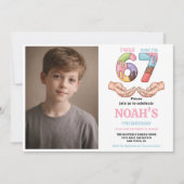 Ice Cream “Six Seven” 7th Birthday Party for Kids Einladung (Vorderseite)