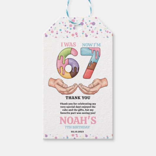 Ice Cream “Six Seven” 7th Birthday Party for Kids Geschenkanhänger (Vorderseite)