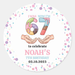 Ice Cream “Six Seven” 7th Birthday Party for Kids Runder Aufkleber