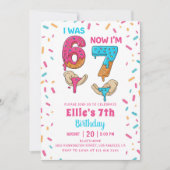 Ice Cream Six Seven Girl Birthday Invitation Einladung (Vorderseite)