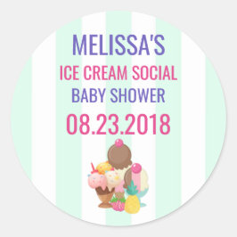 Ice Cream Social Baby Shooting Event Save the Date Runder Aufkleber