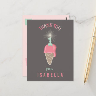 Ice Cream Sparkler Girl's 1. Geburtstag Vielen Dan Postkarte