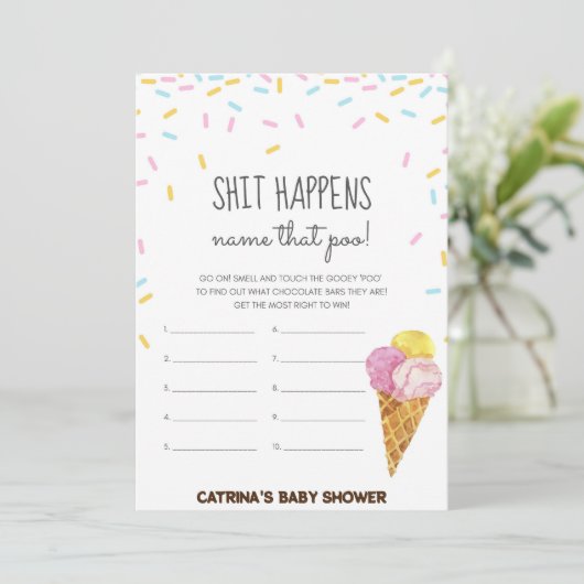 Ice Cream Sprinkle Baby Shower -Editable Name, 5x7 Einladung (Stehend Vorderseite)