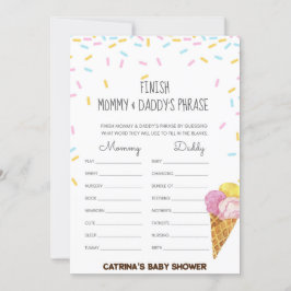 Ice Cream Sprinkle Baby Shower -Editable Name, 5x7 Einladung
