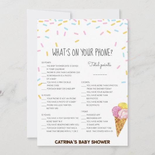 Ice Cream Sprinkle Baby Shower -Editable Name, 5x7 Einladung (Vorderseite)