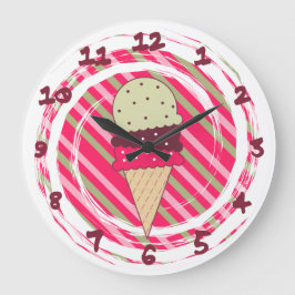 Ice Cream Strawberry Swirl Große Wanduhr