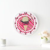 Ice Cream Strawberry Swirl Große Wanduhr (Zuhause)