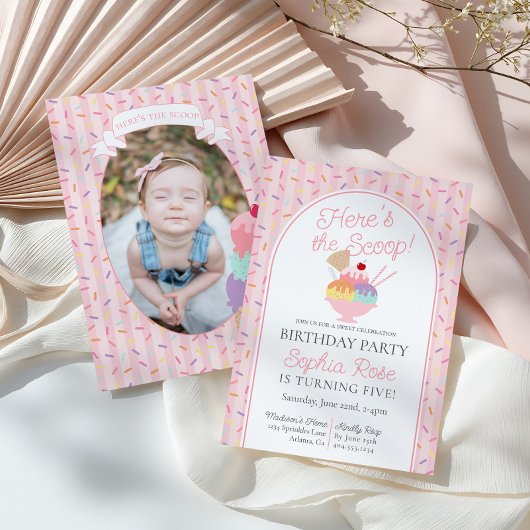 Ice Cream Sundae Heres ist die Scoop Birthday Part Einladung