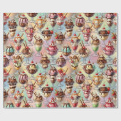 Ice Cream Sundae Wrapping Paper Geschenkpapier (Flach)