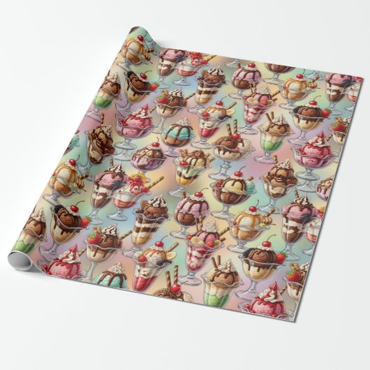 Ice Cream Sundae Wrapping Paper Geschenkpapier (Ungerollt)