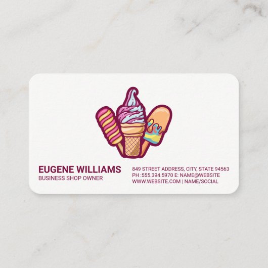 Ice Cream Sweet Popsicle Treats | Desserts Visitenkarte (Rückseite)