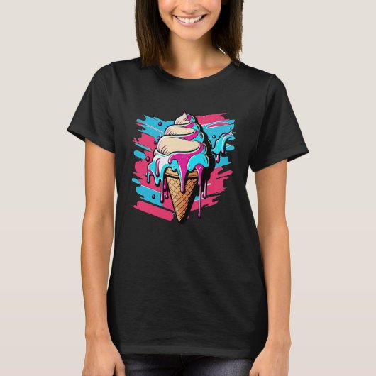 Ice Cream Synthwave 80s Retrowave Aesthetic  1 T-Shirt (Vorderseite)