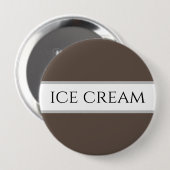 ICE CREAM Text Fun Chocolate Brown White Stripes Button (Vorne & Hinten)