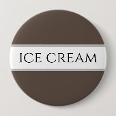 ICE CREAM Text Fun Chocolate Brown White Stripes Button (Vorderseite)
