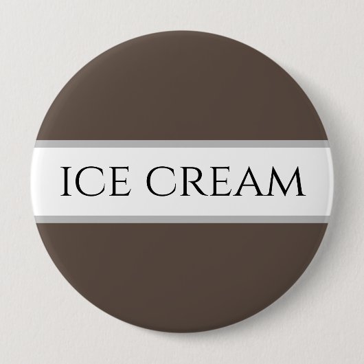 ICE CREAM Text Fun Chocolate Brown White Stripes Button (Vorderseite)