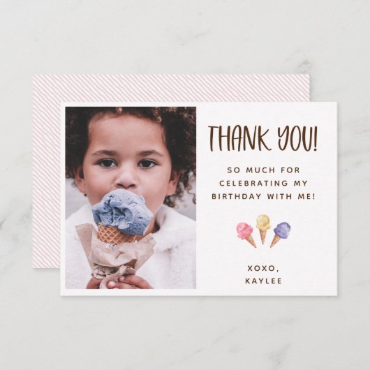 Ice Cream Thema Vielen Dank Foto-Karte (Vorne/Hinten)