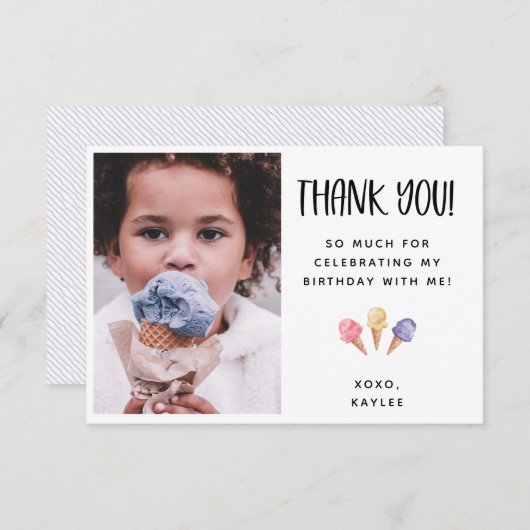 Ice Cream Thema Vielen Dank Foto-Karte (Vorne/Hinten)