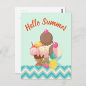 Ice Cream Trio Neopolitan Flavor Hallo Sommer Postkarte (Vorne/Hinten)