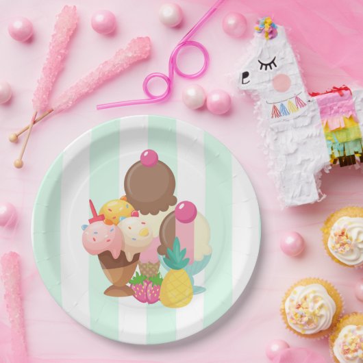 Ice Cream Trio Neopolitan Flavor Pappteller (Party)