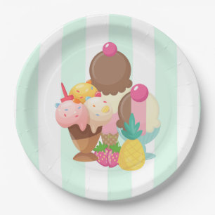 Ice Cream Trio Neopolitan Flavor Pappteller