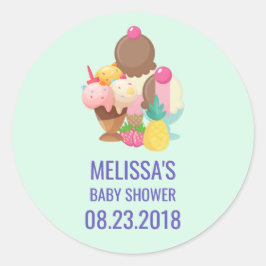 Ice Cream Trio Neopolitan Flavor Save the Date Runder Aufkleber