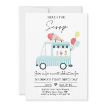 Ice Cream Truck 1. Geburtstag Einladung Boy Scoop