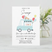 Ice Cream Truck 1. Geburtstag Einladung Boy Scoop (Stehend Vorderseite)