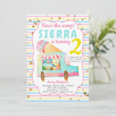 Ice Cream Truck Birthday Girl Einladung (Stehend Vorderseite)