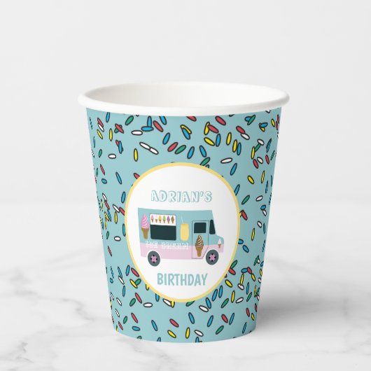 Ice Cream Truck Design Birthday Party Pappbecher (Vorderseite)