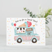 Ice Cream Truck Erster Geburtstag Einladung Junge (Stehend Vorderseite)