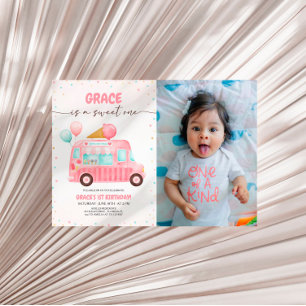 Ice Cream Truck Hier ist das Scoop Birthday Foto Einladung