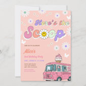 Ice Cream Truck Scoops 2nd Birthday Einladung (Vorderseite)