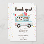 Ice Cream Truck Sweet Time Boy Blue Dankeschön Kar Einladung (Vorne/Hinten)