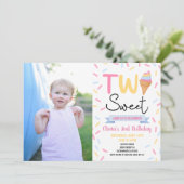Ice Cream Two Sweet 2nd Second Birthday Party Einladung (Stehend Vorderseite)